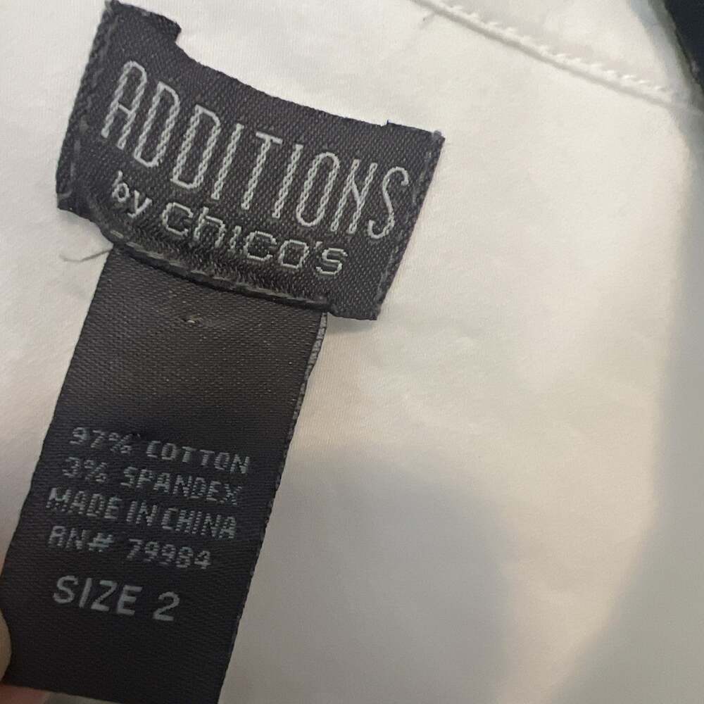 Chicos Additions Button Up Top Size 2 Large White Collared Long Sleeve Business - Picture 4 of 10